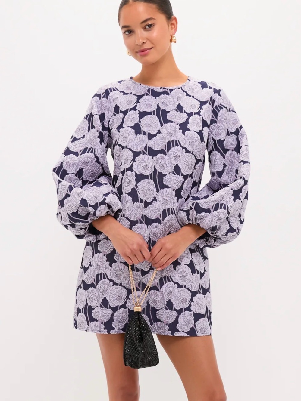 Hyacinth House Lilac Floral Bubble Sleeve Mini Dress - Women